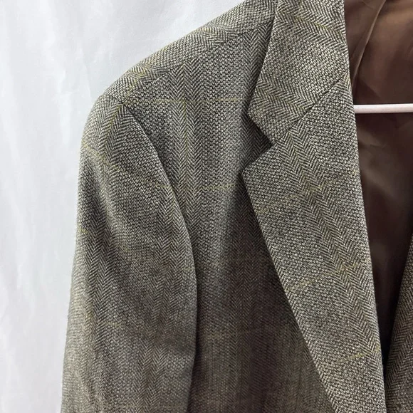 Vintage Polo Ralph Lauren Blazer Mens 40R Brown Wool Check Tweed Sport Coat - Picture 13 of 15